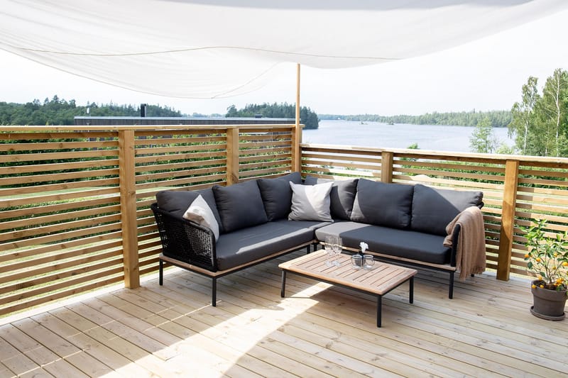 Andorra Hjørnesofa Sort/Grå - Venture Home - Altanmøbler - Sofagrupper udendørs - Loungesæt