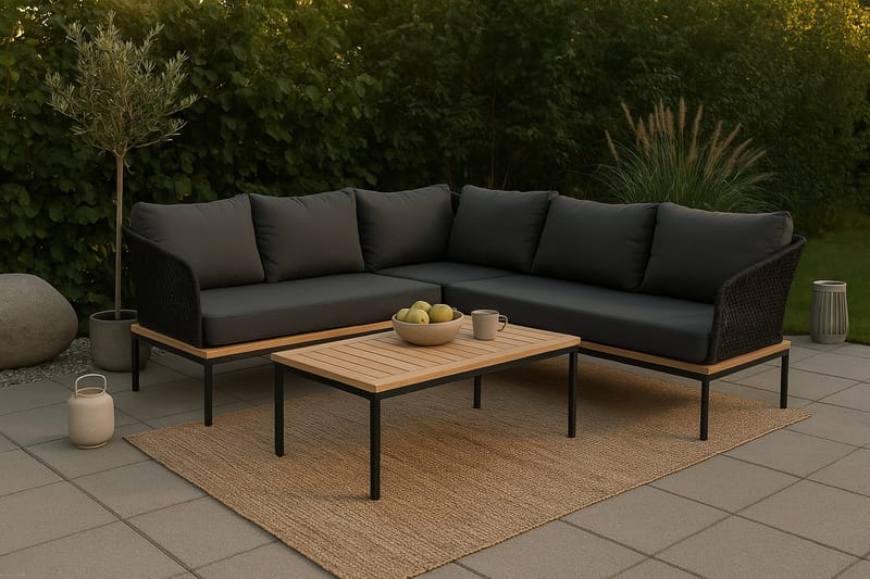 Andorra Hjørnesofa - Sort/Grå - Havemøbler - Loungemøbler - Loungesæt