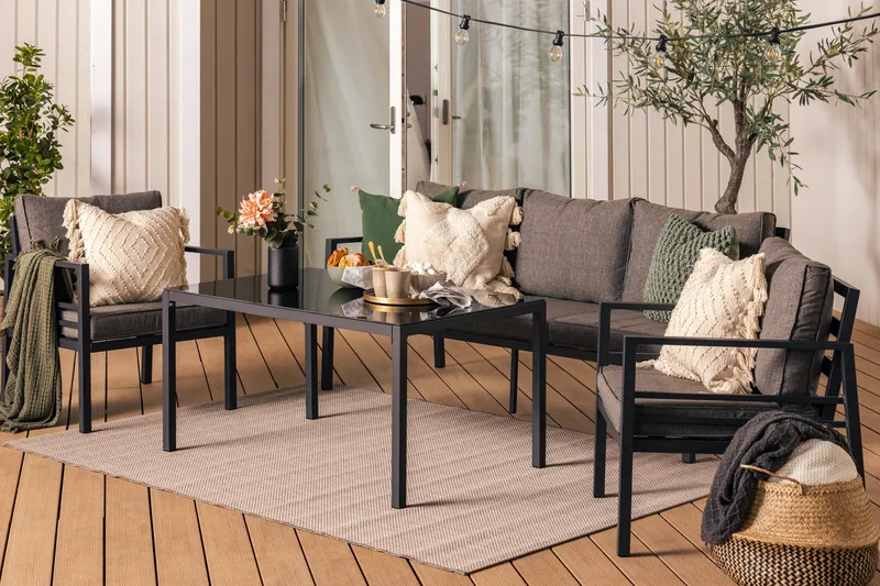 Ariany Sofagruppe - Sort/Grå - Havemøbler - Loungemøbler - Loungesæt