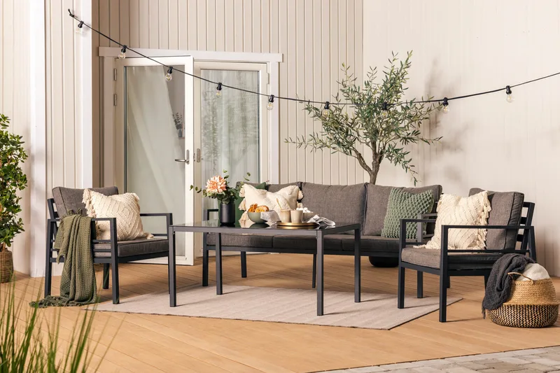 Ariany Sofagruppe - Sort/Grå - Havemøbler - Loungemøbler - Loungesæt