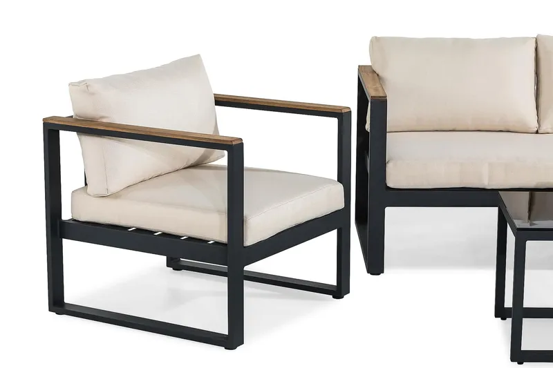 Aspvik Loungesæt - Sort/Teak - Havemøbler - Loungemøbler - Loungesæt