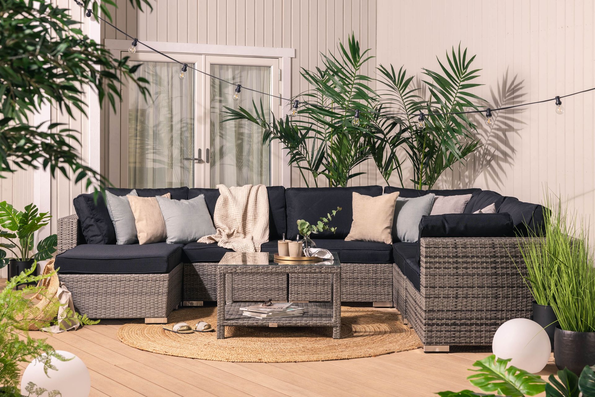 Bahamas 3h 3m 1div 1 H-Bord Grå - Polyrattan - Have - Udendørs miljø - Altan & terrasse - Altanmøbler