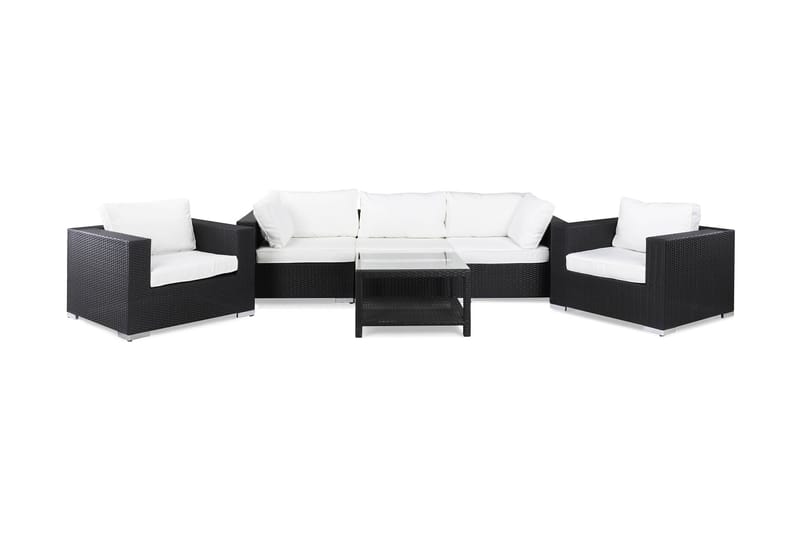 Bahamas Loungegrupp svart 4 - Polyrattan - Altanmøbler - Sofagrupper udendørs - Loungesæt