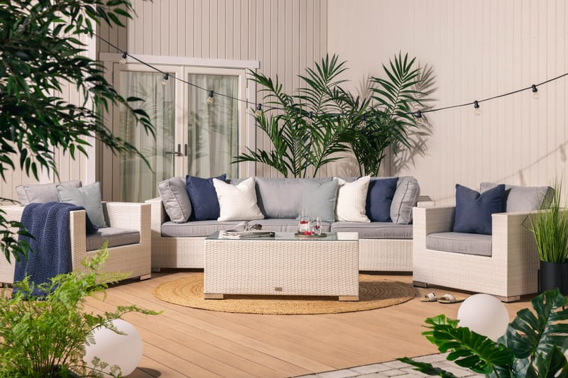 Bahamas Loungegrupp Vit 2 - Polyrattan - Altanmøbler - Sofagrupper udendørs - Loungesæt