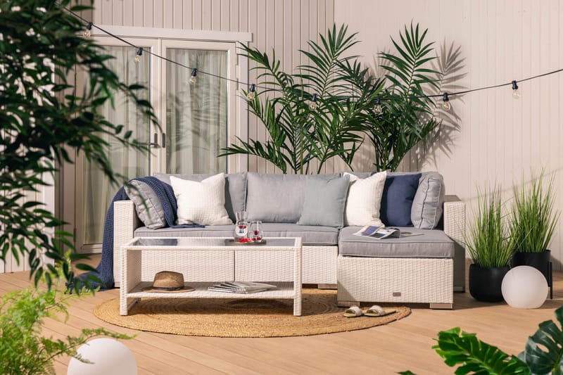 Bahamas Loungegrupp Vit 4 - Polyrattan - Have - Udendørs miljø - Altan & terrasse - Altanmøbler