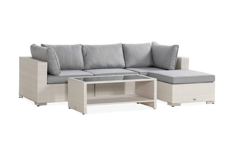 Bahamas Loungegrupp Vit 4 - Polyrattan - Have - Udendørs miljø - Altan & terrasse - Altanmøbler