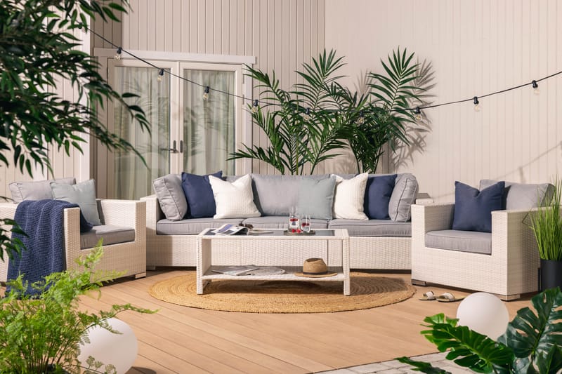 Bahamas Loungegrupp Vit 4 - Polyrattan - Altanmøbler - Sofagrupper udendørs - Loungesæt