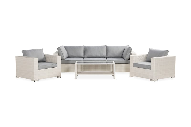 Bahamas Loungegrupp Vit 4 - Polyrattan - Have - Udendørs miljø - Altan & terrasse - Altanmøbler