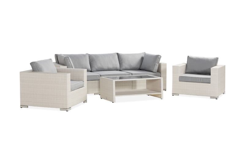 Bahamas Loungegrupp Vit 4 - Polyrattan - Have - Udendørs miljø - Altan & terrasse - Altanmøbler
