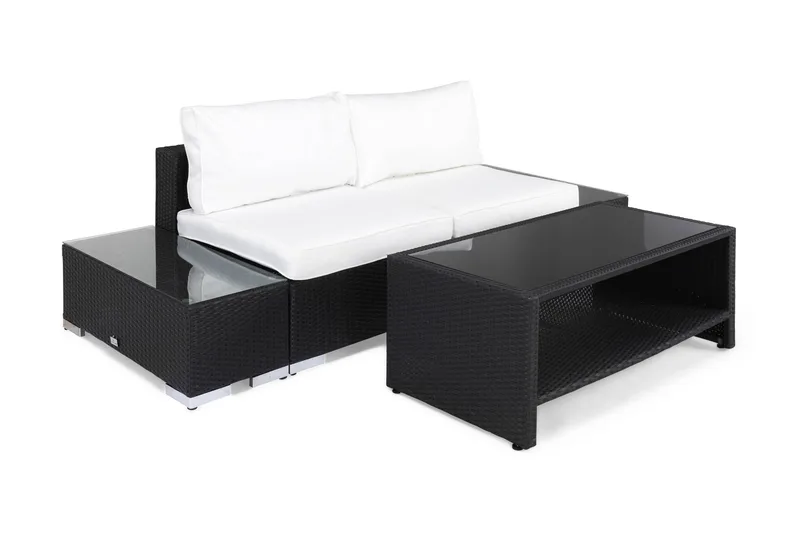 Bahamas Loungesæt 2 Pers 1 Bord m Hylde - 2 Ender Sort - Have - Udendørs miljø - Altan & terrasse - Altanmøbler