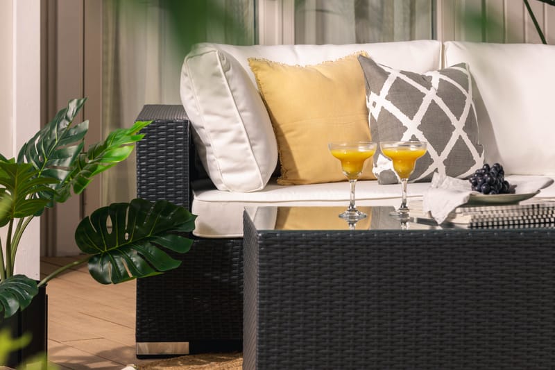 Bahamas Loungesæt 2 Personers+Bord - Sort - Altanmøbler - Sofagrupper udendørs - Loungesæt