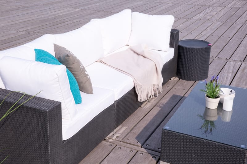 Bahamas Loungesæt 3 Personers+Bord m. Hylde - Sort - Have - Udendørs miljø - Altan & terrasse - Altanmøbler