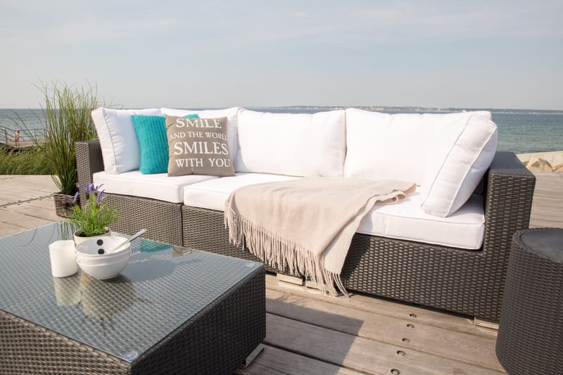 Bahamas Loungesæt 3 Personers+Bord m. Hylde - Sort - Have - Udendørs miljø - Altan & terrasse - Altanmøbler