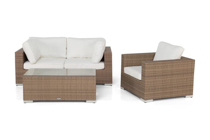 Bahamas Loungesæt 3 Personers + Bord - Sand - Sofagrupper udendørs - Loungesæt - Altanmøbler