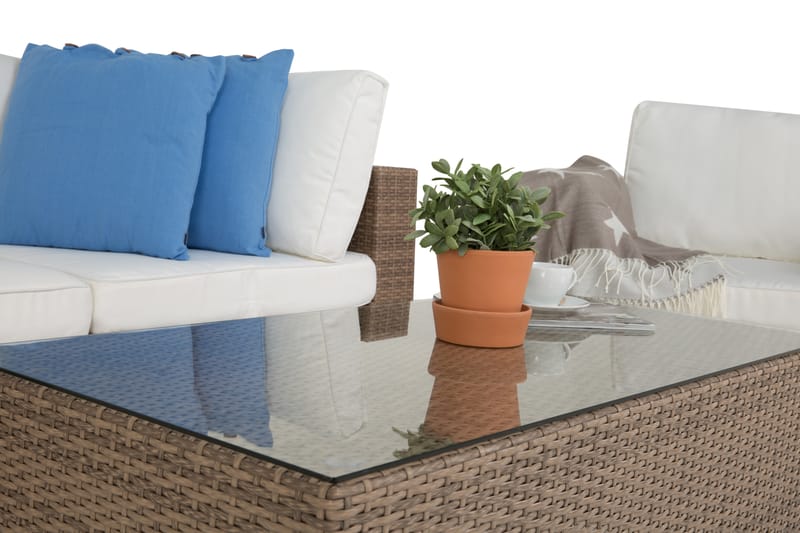 Bahamas Loungesæt 3 Personers + Bord - Sand - Altanmøbler - Sofagrupper udendørs - Loungesæt