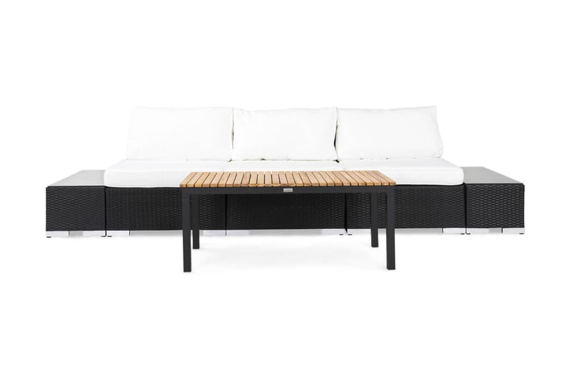 Bahamas Loungesæt 3 Pers 1 Bord Sort/Teak - 2 Ender Sort - Have - Udendørs miljø - Altan & terrasse - Altanmøbler