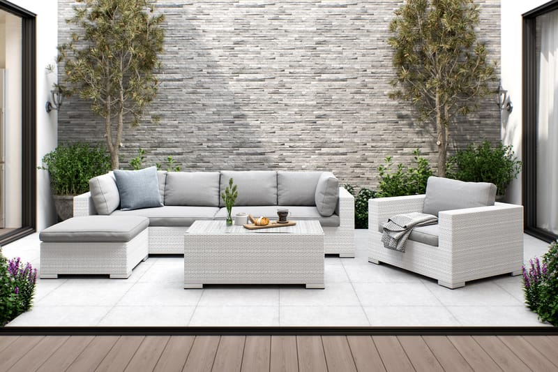 Bahamas Loungesæt 3 - Polyrattan Hvid - Have - Udendørs miljø - Altan & terrasse - Altanmøbler