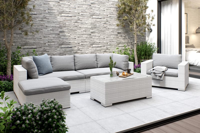 Bahamas Loungesæt 3 - Polyrattan Hvid - Have - Udendørs miljø - Altan & terrasse - Altanmøbler