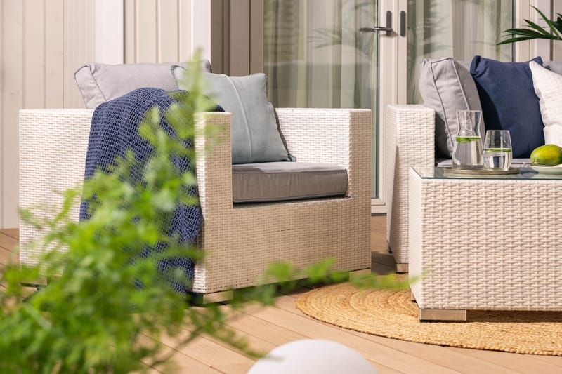 Bahamas Loungesæt 3 - Polyrattan Hvid - Have - Udendørs miljø - Altan & terrasse - Altanmøbler