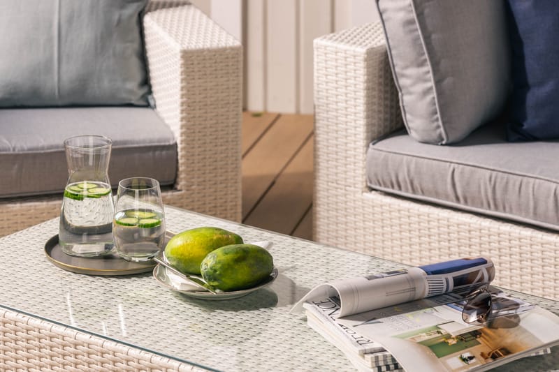 Bahamas Loungesæt 3 - Polyrattan Hvid - Altanmøbler - Sofagrupper udendørs - Loungesæt