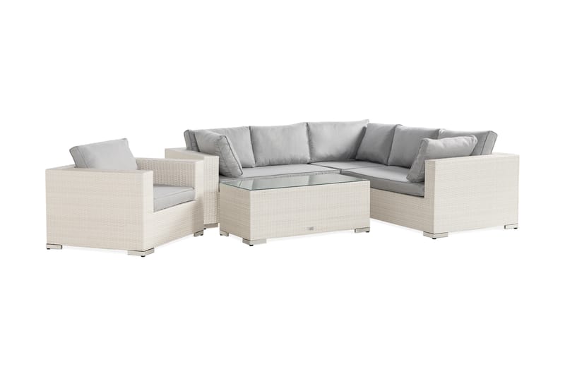 Bahamas Loungesæt 3 - Polyrattan Hvid - Have - Udendørs miljø - Altan & terrasse - Altanmøbler