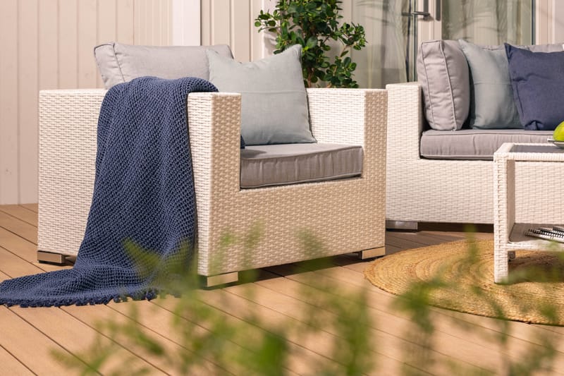 Bahamas Loungesæt 3 - Polyrattan Hvid - Have - Udendørs miljø - Altan & terrasse - Altanmøbler
