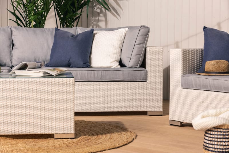 Bahamas Loungesæt 3 - Polyrattan Hvid - Have - Udendørs miljø - Altan & terrasse - Altanmøbler
