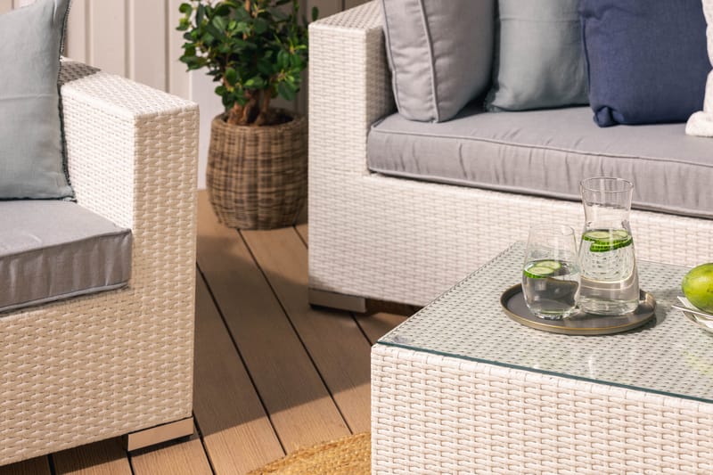 Bahamas Loungesæt 3 - Polyrattan Hvid - Have - Udendørs miljø - Altan & terrasse - Altanmøbler