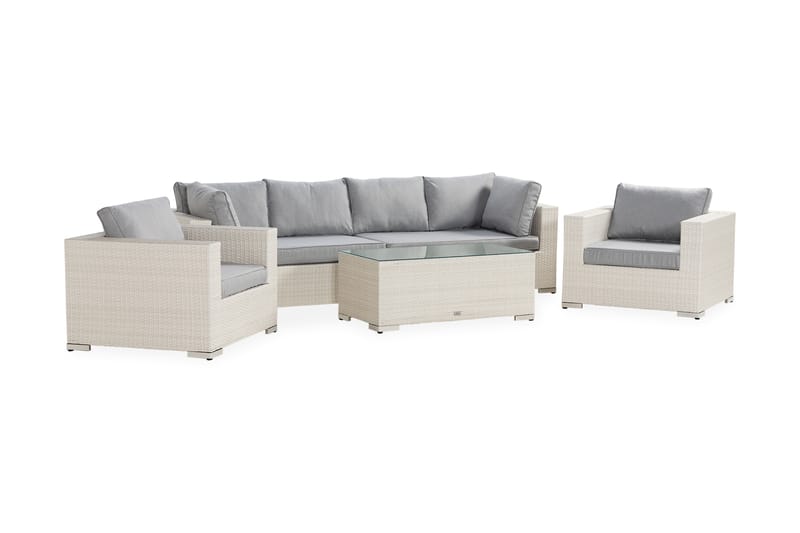 Bahamas Loungesæt 3 - Polyrattan Hvid - Have - Udendørs miljø - Altan & terrasse - Altanmøbler