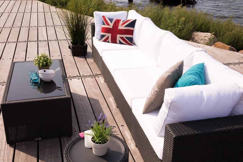Bahamas Loungesæt 4 Personers+Bord - Sort - Altanmøbler - Sofagrupper udendørs - Loungesæt