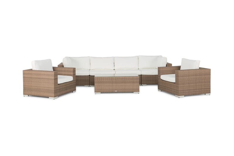 Bahamas Loungesæt 4 Personers+2 Lænestole+Bord - Sand - Altanmøbler - Sofagrupper udendørs - Loungesæt