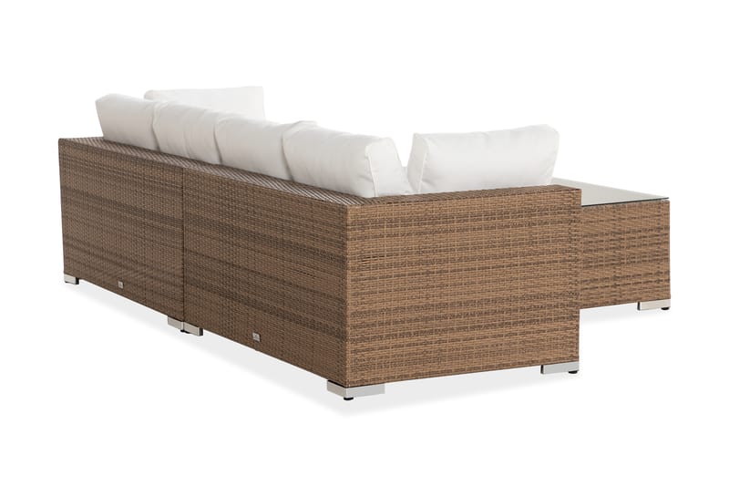 Bahamas Loungesæt 4 Peronsers+Puf/Bord+Bord - Sand - Altanmøbler - Sofagrupper udendørs - Loungesæt