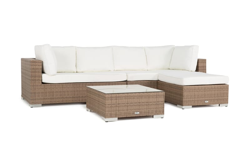 Bahamas Loungesæt 4 Personers+2 Puf/Bord - Sand - Have - Udendørs miljø - Altan & terrasse - Altanmøbler
