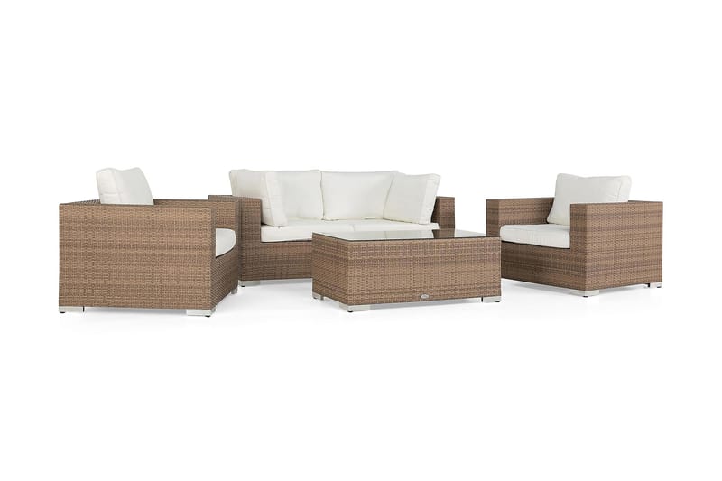 Bahamas Loungesæt 4 Personers m. Bord - Sand - Altanmøbler - Sofagrupper udendørs - Loungesæt