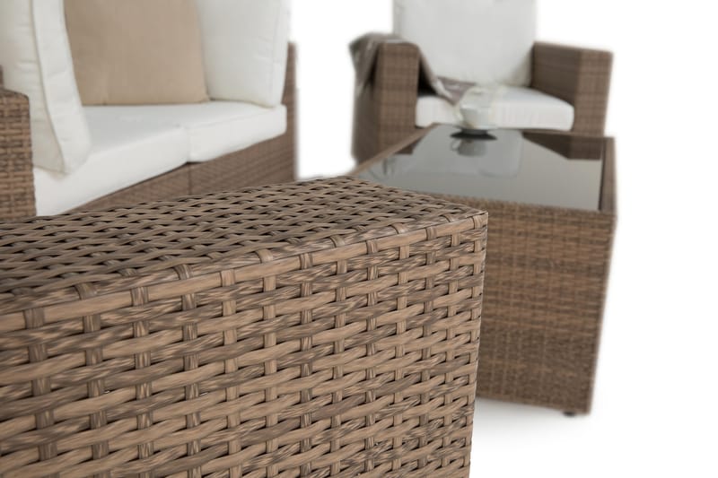 Bahamas Loungesæt 4 Personers+Bord m. Hylde - Sand - Have - Udendørs miljø - Altan & terrasse - Altanmøbler