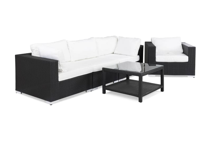 Bahamas Loungesæt 4 Personers+Bord 75x75 - Sort - Have - Udendørs miljø - Altan & terrasse - Altanmøbler