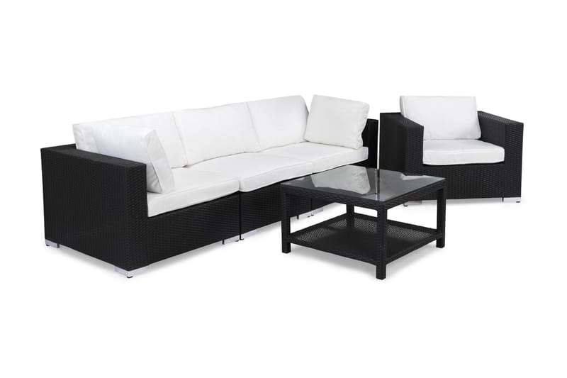 Bahamas Loungesæt 4 Personers+Bord 75x75 - Sort - Have - Udendørs miljø - Altan & terrasse - Altanmøbler