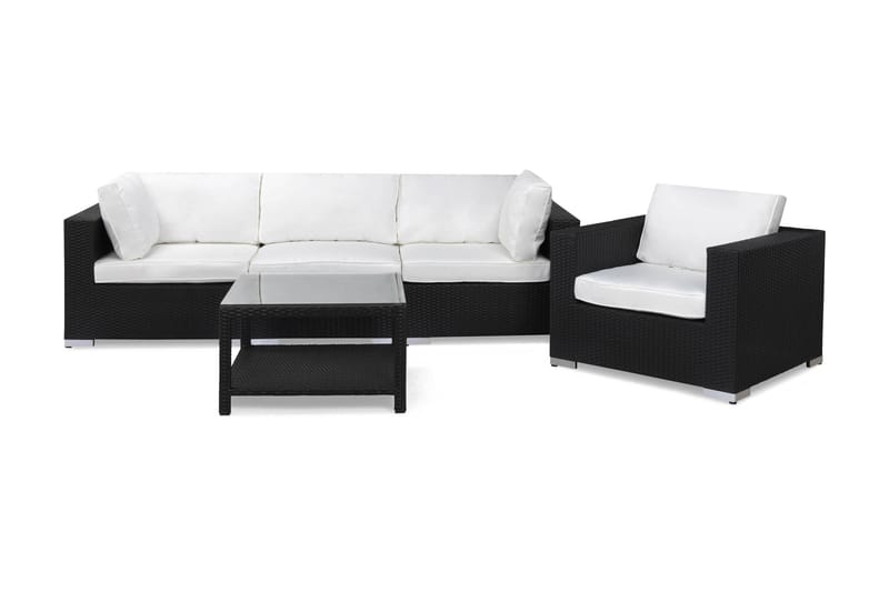 Bahamas Loungesæt 4 Personers+Bord 75x75 - Sort - Have - Udendørs miljø - Altan & terrasse - Altanmøbler