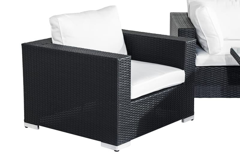 Bahamas Loungesæt 4-Personers - Sort Bord 2 Lænestole - Altanmøbler - Sofagrupper udendørs - Loungesæt