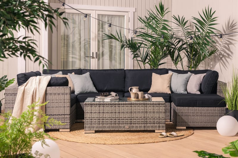 Bahamas Loungesæt 5 Personers+Bord - Grå - Sofagrupper udendørs - Loungesæt - Altanmøbler