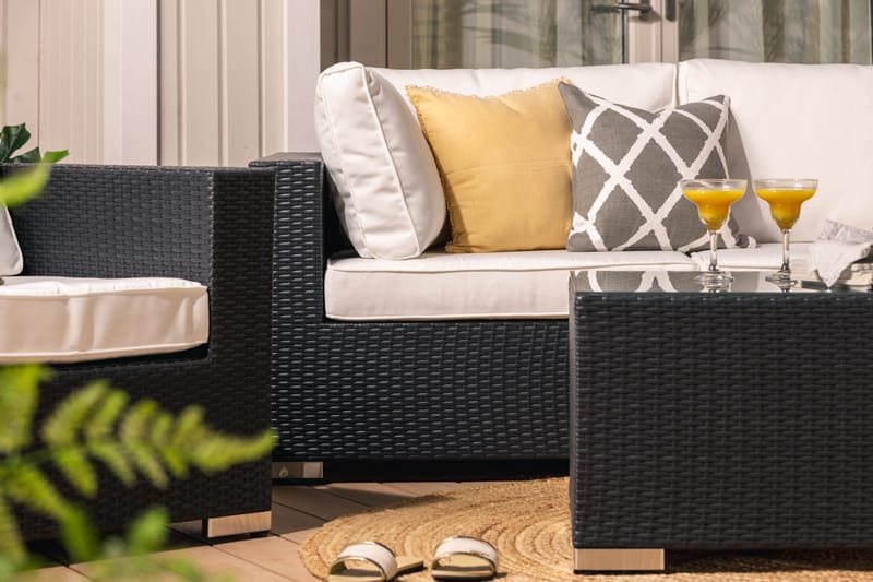 Bahamas Loungesæt 5 personers - Sort Polyrattan - Have - Udendørs miljø - Altan & terrasse - Altanmøbler