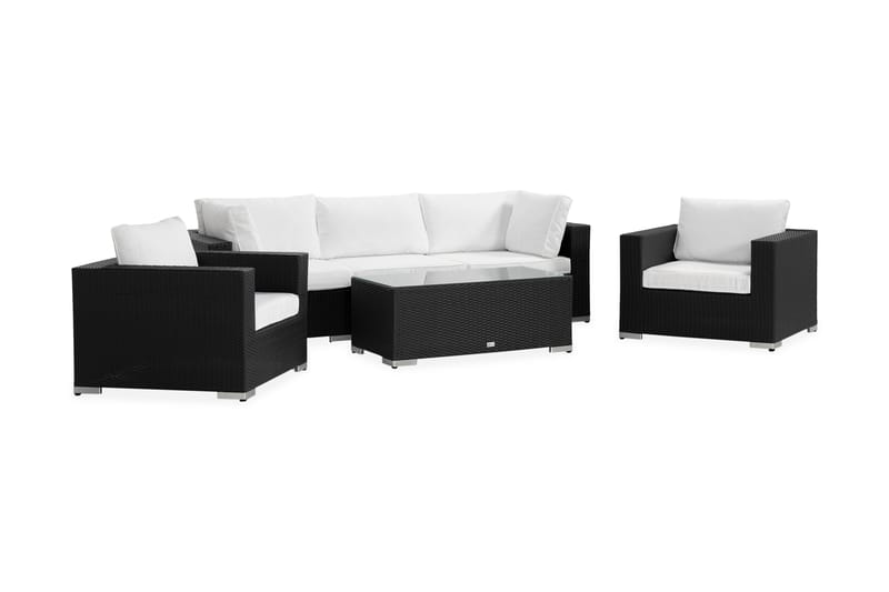 Bahamas Loungesæt 5 personers - Sort Polyrattan - Have - Udendørs miljø - Altan & terrasse - Altanmøbler