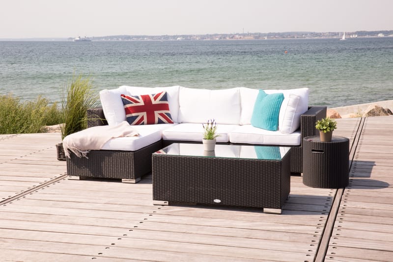 Bahamas Loungesæt 5 Personer+Bord - Sort - Sofagrupper udendørs - Loungesæt - Altanmøbler