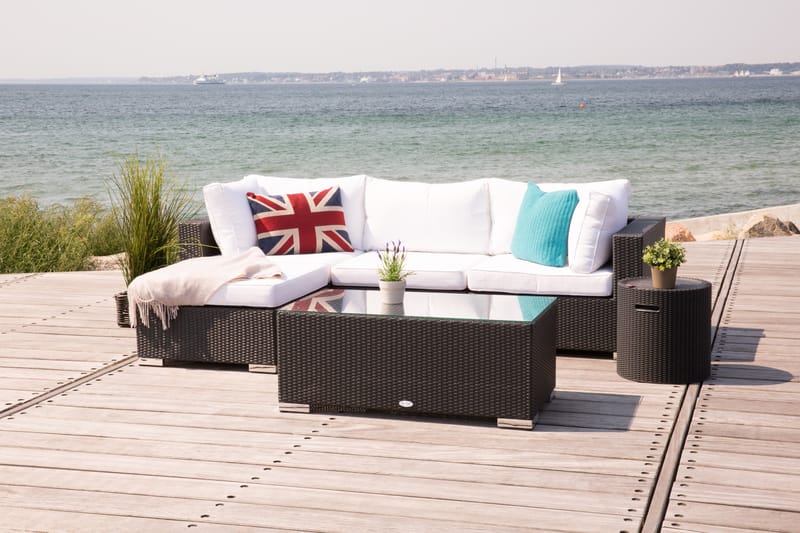 Bahamas Loungesæt 5 Personer+Bord - Sort - Altanmøbler - Sofagrupper udendørs - Loungesæt