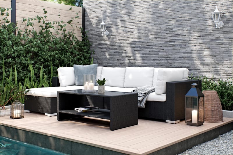 Bahamas Loungesæt 5 Personers+Bord m. Hylde - Sort - Have - Udendørs miljø - Altan & terrasse - Altanmøbler