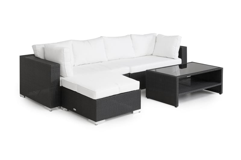 Bahamas Loungesæt 5 Personers+Bord m. Hylde - Sort - Have - Udendørs miljø - Altan & terrasse - Altanmøbler