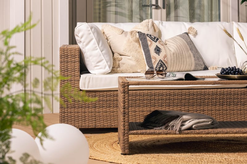 Bahamas Loungesæt 5 Personers+Bord m. Hylde - Sand - Have - Udendørs miljø - Altan & terrasse - Altanmøbler