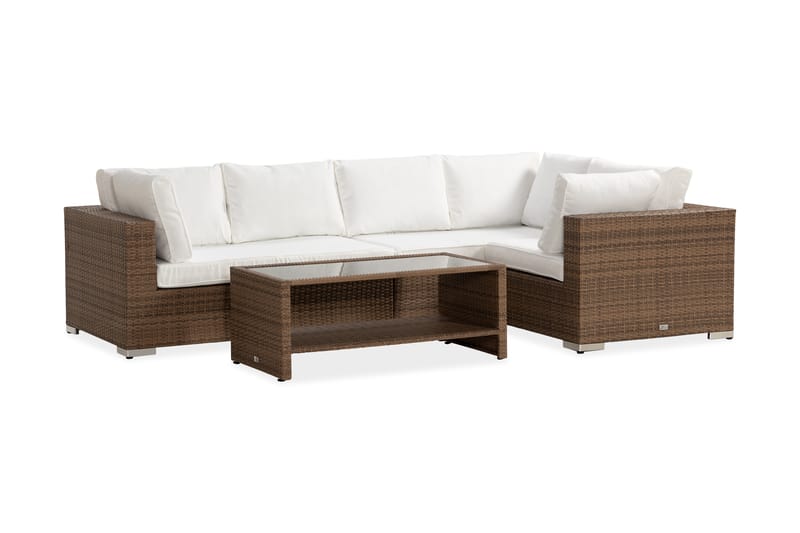 Bahamas Loungesæt 5 Personers+Bord m. Hylde - Sand - Have - Udendørs miljø - Altan & terrasse - Altanmøbler