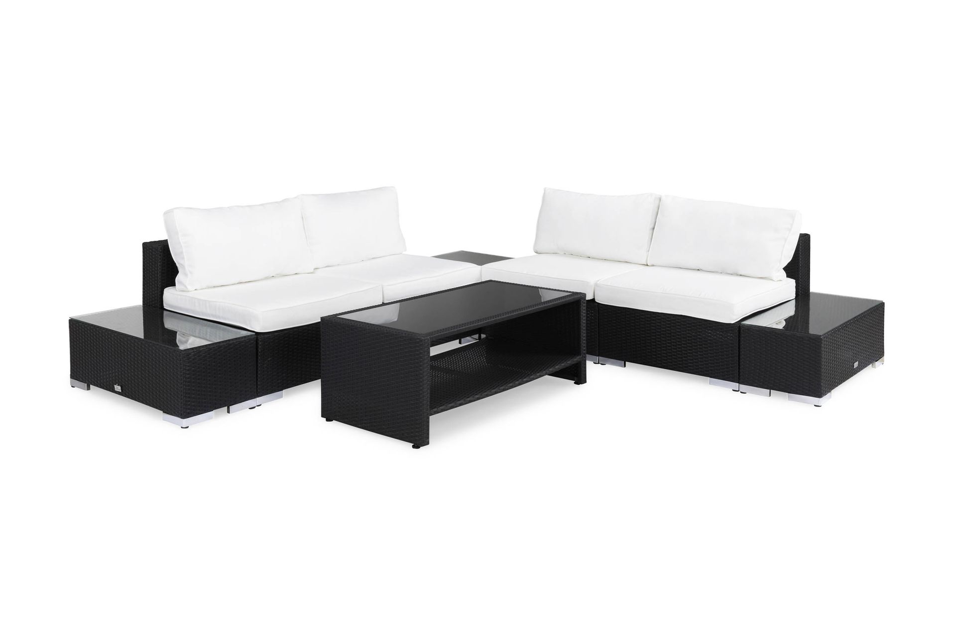 Bahamas Loungesæt 5 Pers 1 Bord m Hylde - 1 Chaiselong 2 Ender Sort - Have - Udendørs miljø - Altan & terrasse - Altanmøbler