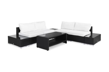 Bahamas Loungesæt 5 Pers 1 Bord m Hylde - 1 Chaiselong 2 Ender Sort - Have - Udendørs miljø - Altan & terrasse - Altanmøbler